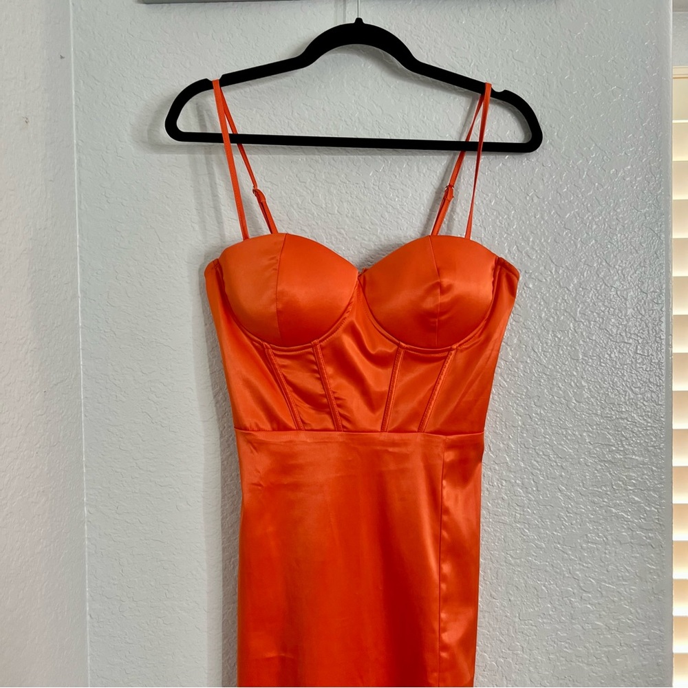 Shein Orange body con Cocktail Dress with built in bra - Picture 7 of 13